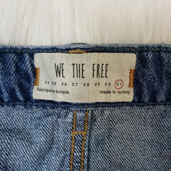 Free People We The Free Denim Mini Skirt Distressed Button Fly Women's Size 31 - Picture 3 of 3